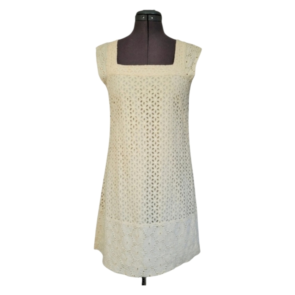 100% Cotton Lace Dress Wilfred Modern Romantic Yellow Eyelet Lace Preppy